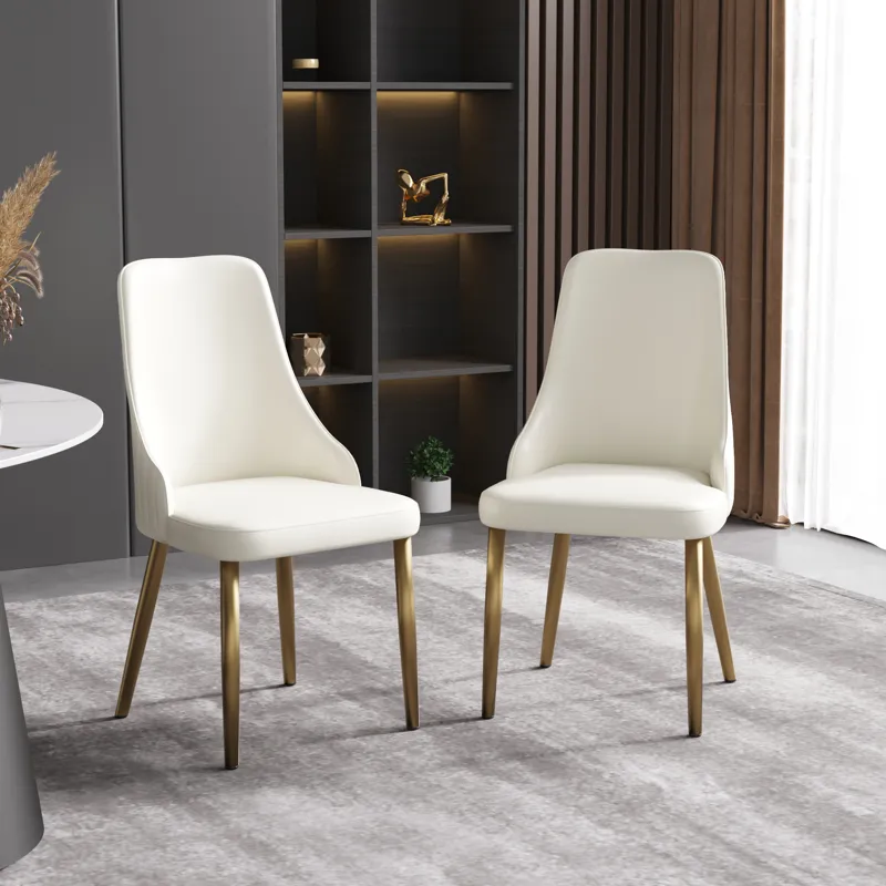 Modern PU Sponge-Filled Dining Chair, Solid Wood Metal Legs, Suitable For Restaurants, Living Rooms 