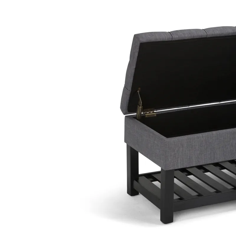 Saxon - Storage Ottoman Bench - Slate Grey