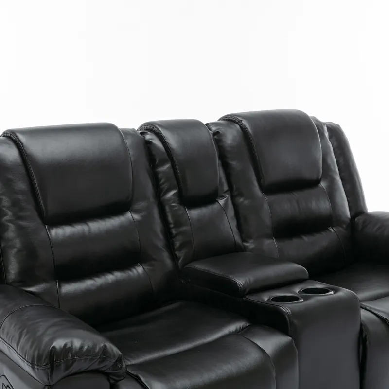 2 Seater Home Theater Recliner Manual Recliner Chair With A Storage Box And Two Cup Holders For Livi