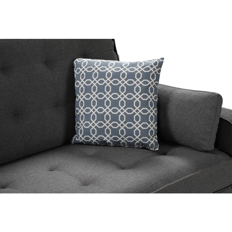 William - Modern Fabric Sleeper Sofa With 2 USB Charging Ports And 4 Accent Pillows - Gray