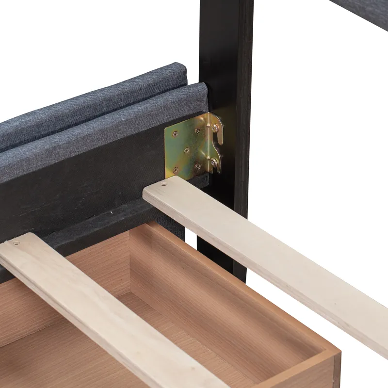 Queen Size Upholstered Platform Bed With Classic Headboard And 4 Drawers, No Box Spring Needed - Dar