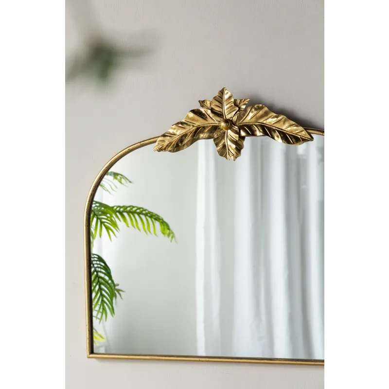 Arched Mirror With Metal Frame, Wall Mounted Mirror For Living Room Bedrrom - Gold