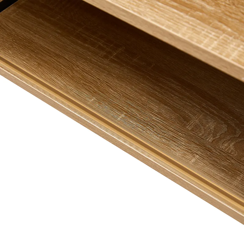 40.16\" Rattan Coffee Table, Sliding Door For Storage, Metal Legs, Modern Table For Living Room - Na