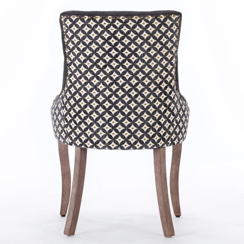 Ultra Side Dining Chair, Thickened Fabric Chairs With Neutrally Toned Solid Wood Legs, Bronze Nail H
