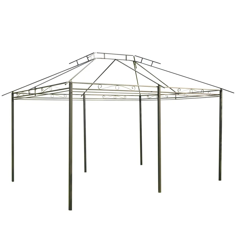 Outsunny - Patio Gazebo, Outdoor Gazebo Canopy Shelter With Curtains, Vented Roof, Steel Frame For G