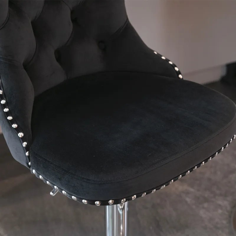 Swivel Velvet Barstools Adjusatble Seat Height From 25-33\", Modern Upholstered Chrome Base Bar Stoo