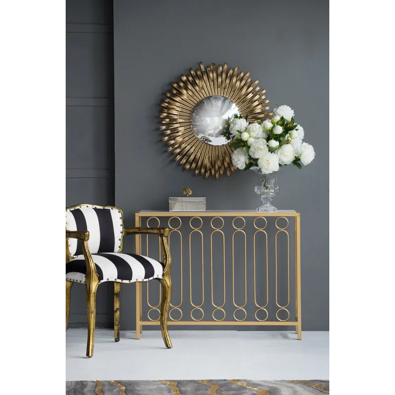 Sunburst Design Wall Mirror Decorative For Entryway, Modern Living Room - Golden