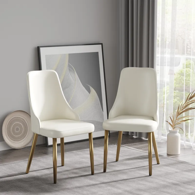 Modern PU Sponge-Filled Dining Chair, Solid Wood Metal Legs, Suitable For Restaurants, Living Rooms 