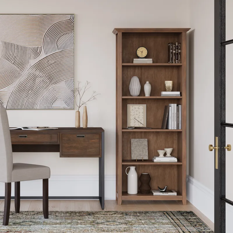 Amherst - 5 Shelf Bookcase - Rustic Natural Aged Brown