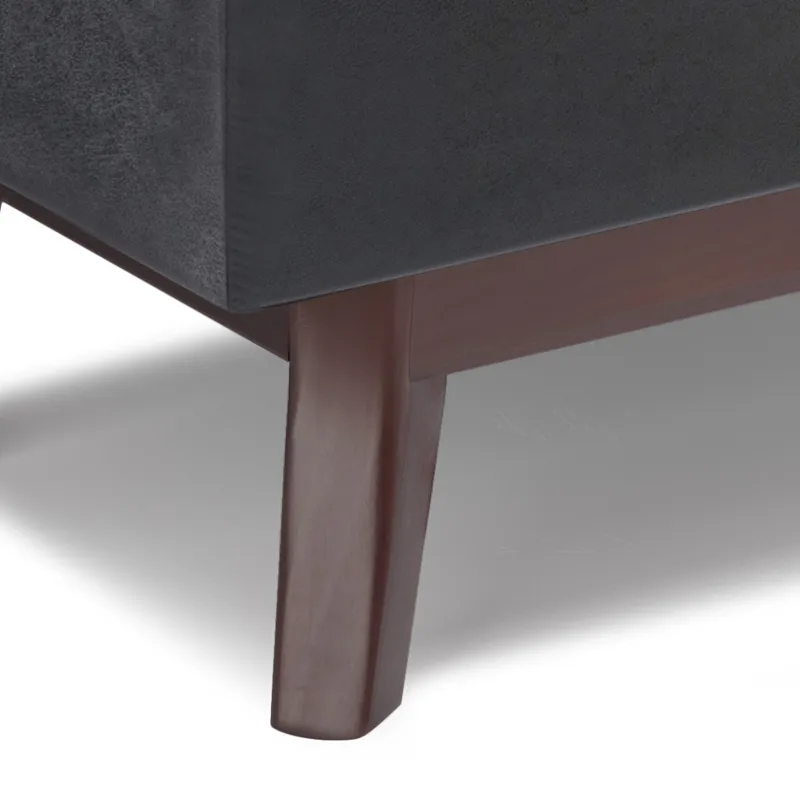 Owen - Small Rectangular Storage Ottoman - Distressed Black