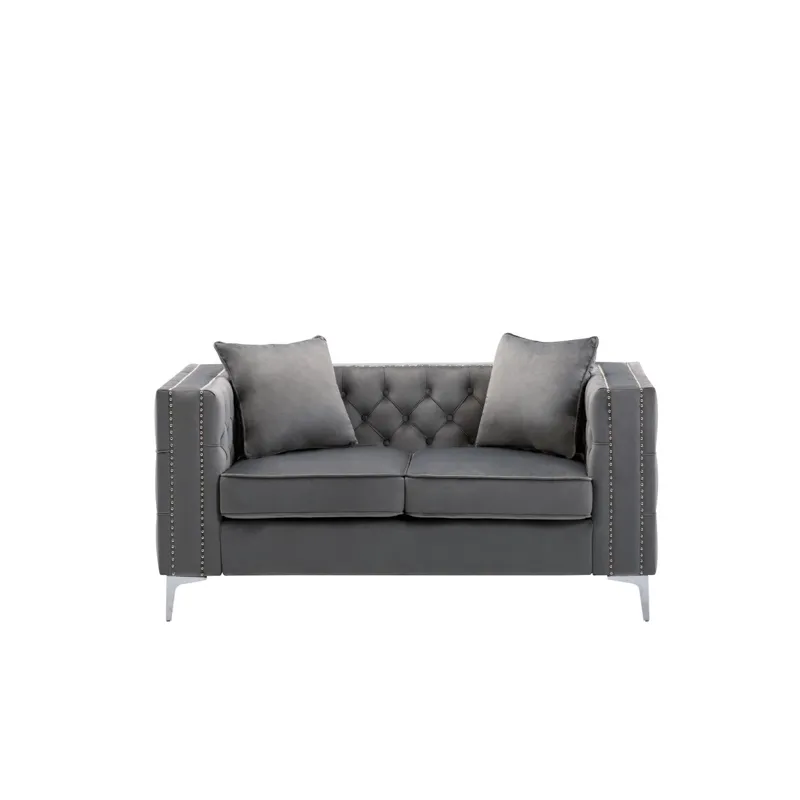Lorreto - Velvet Loveseat - Gray
