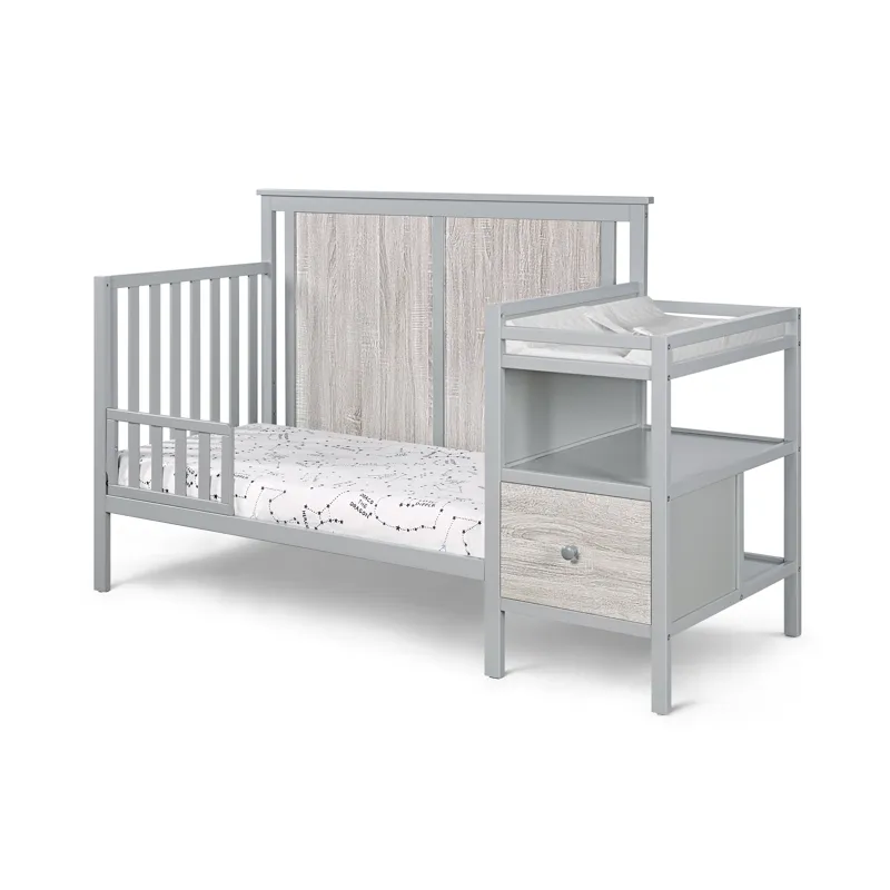 Connelly - 4-in-1 Crib and Changer Combo - Gray/Rockport Gray