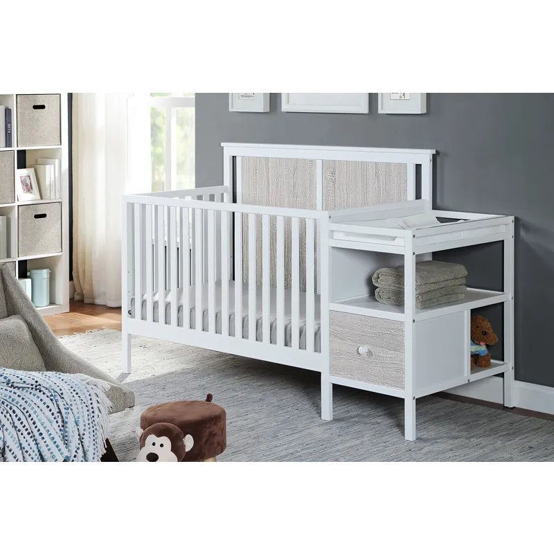 Connelly - 4-in-1 Crib and Changer Combo - White/Rockport Gray