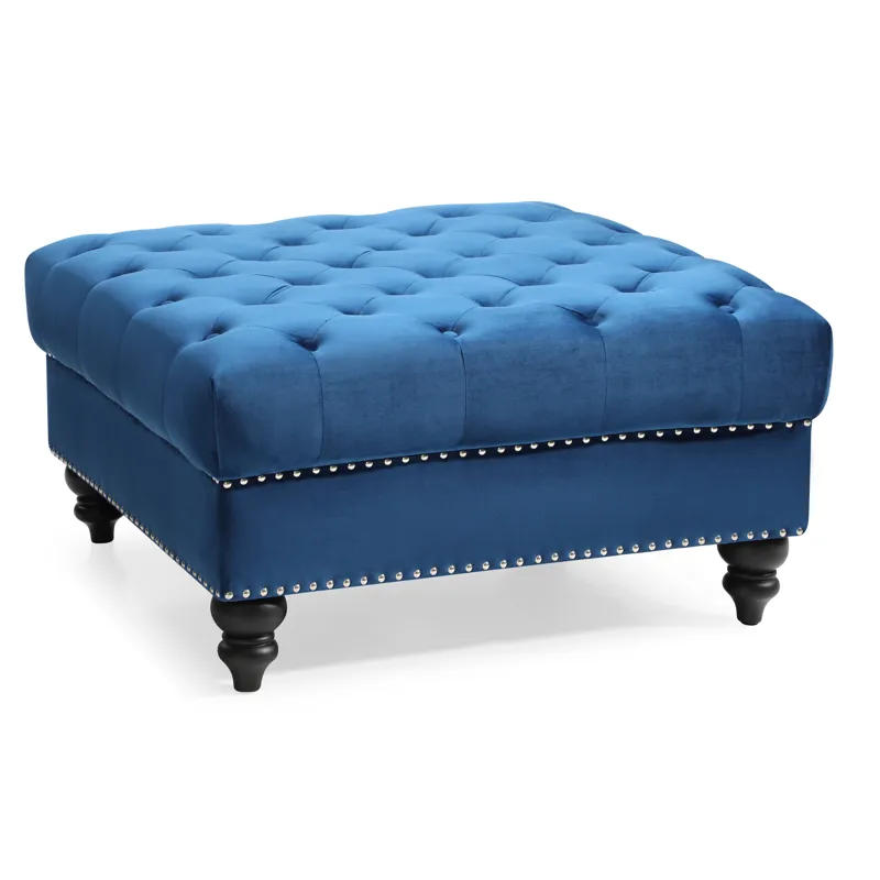 Nola - G0351-O Ottoman - Navy Blue