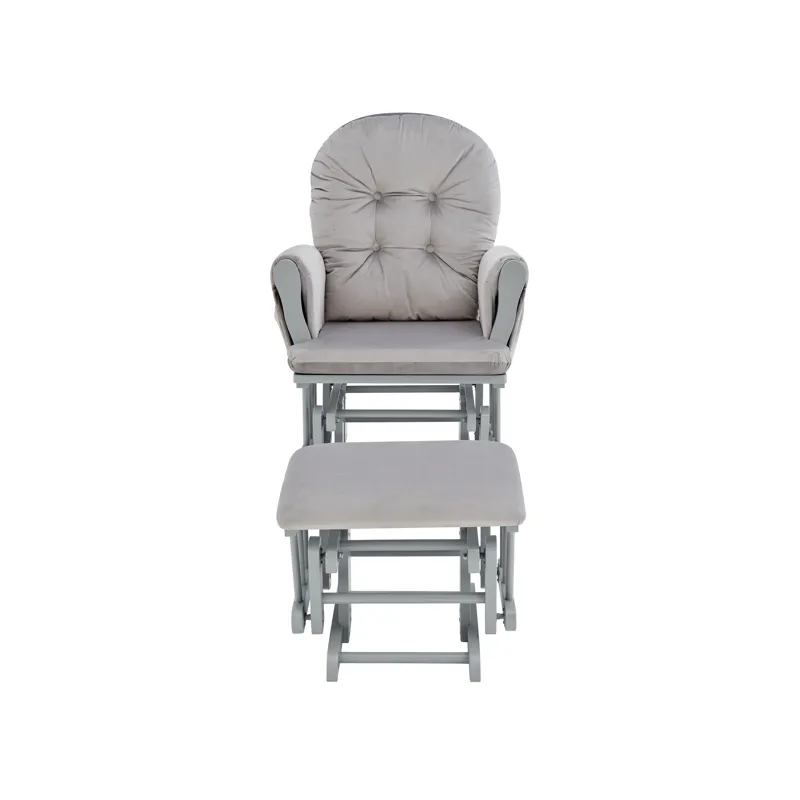 Mason - Glider And Ottoman Gray Wood - Light Gray Fabric