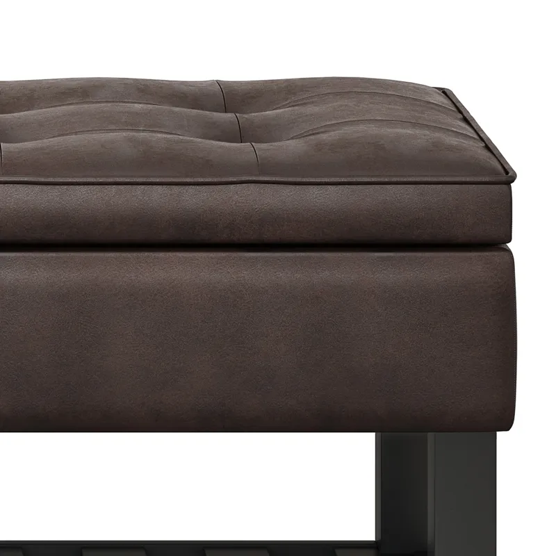 Cosmopolitan - Storage Ottoman Bench with Open Bottom - Distressed Brown