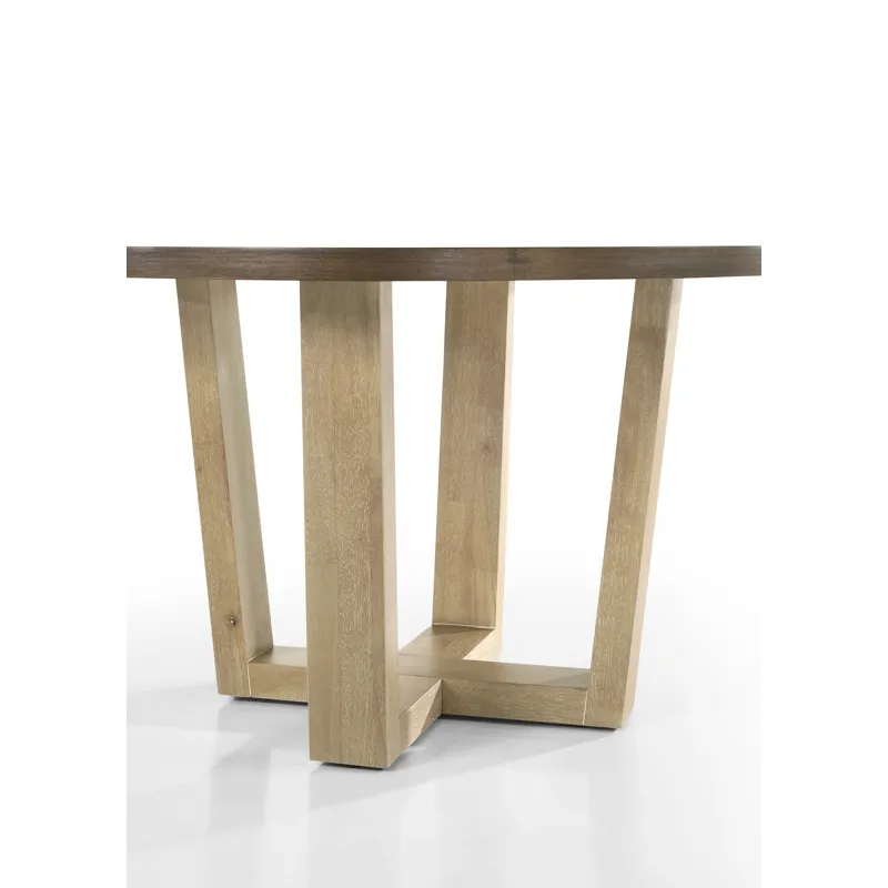 Brutus - Contemporary Round Dining Table With Wheat Colored Base - Vintage Walnut