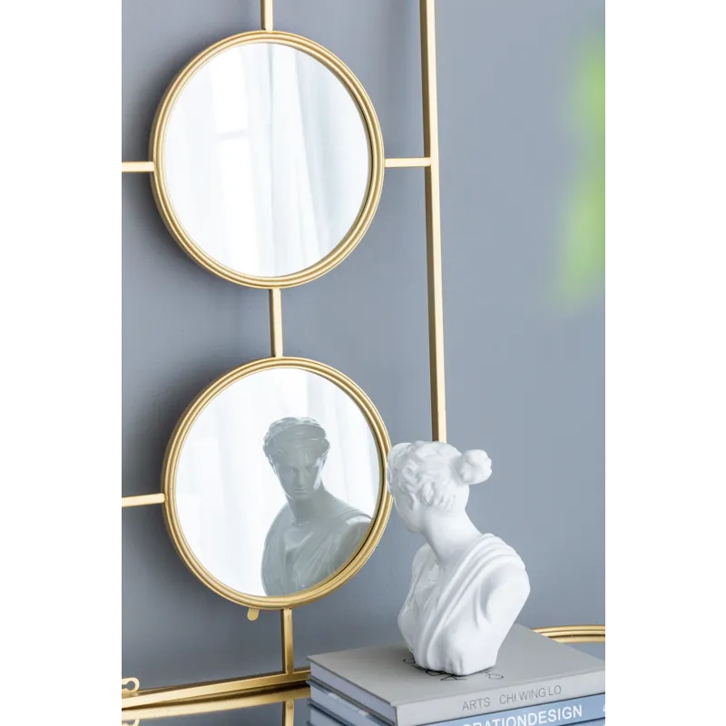 3 Mirror Piece Wall Mirror Rectangular Frame, Home Wall Decor For Bedroom Living Room - Gold