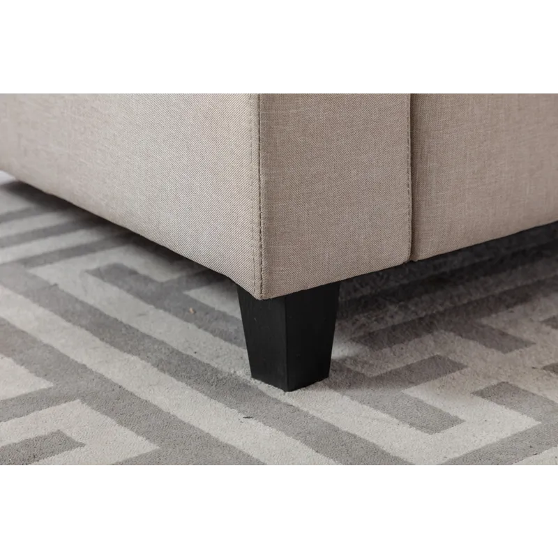 Nolan - Linen Fabric 2-Seater Reversible Sofa Chaise With Pillows, Interchangeable Legs - Beige