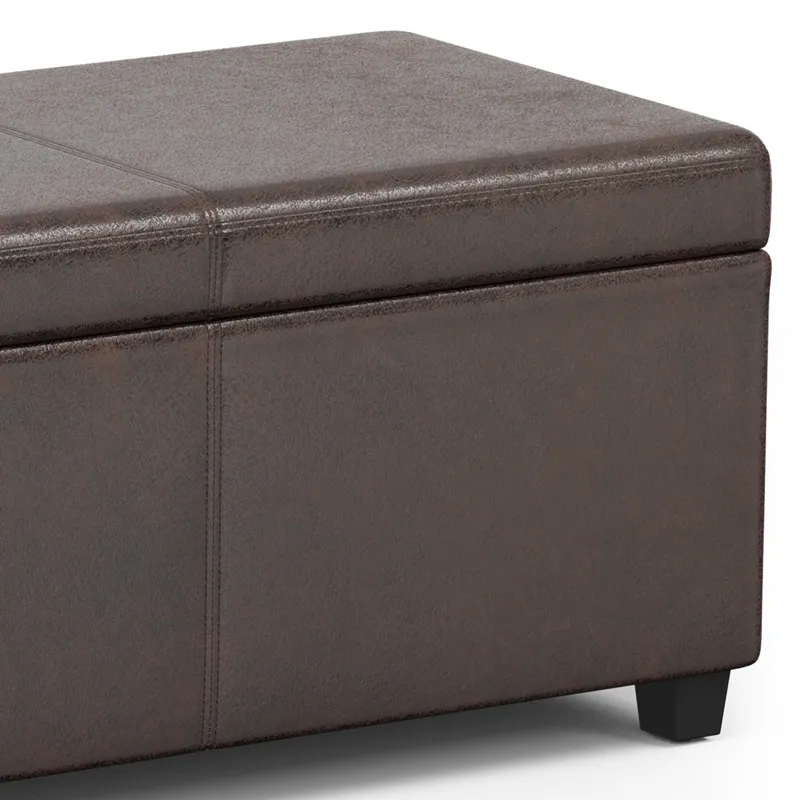 Avalon - Extra Large Storage Ottoman Bench - Distressed Brown