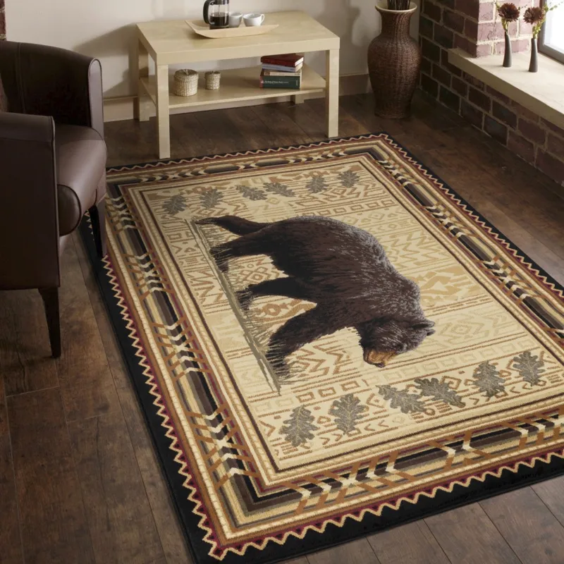 Nature\'s Nest - GC_CBL3010 Black 2\' x 3\' Lodge Area Rug