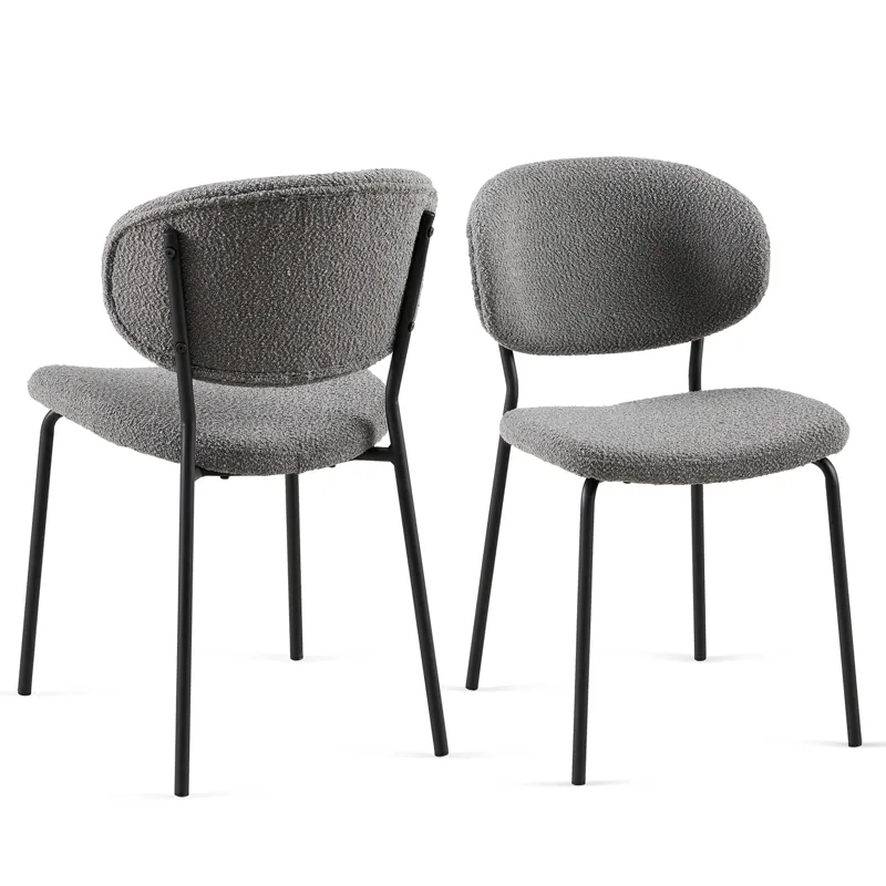 Boucle Dining Chairs, Dining Chairs With Metal Legs For Dining Room, Kitchen, Living Room (Set of 2)