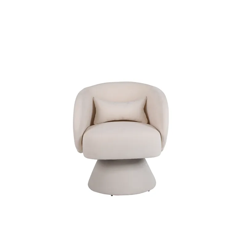 26.4\" Swivel Accent Chair Armchair, Round Barrel Chair In Fabric For Living Room Bedroom - Beige