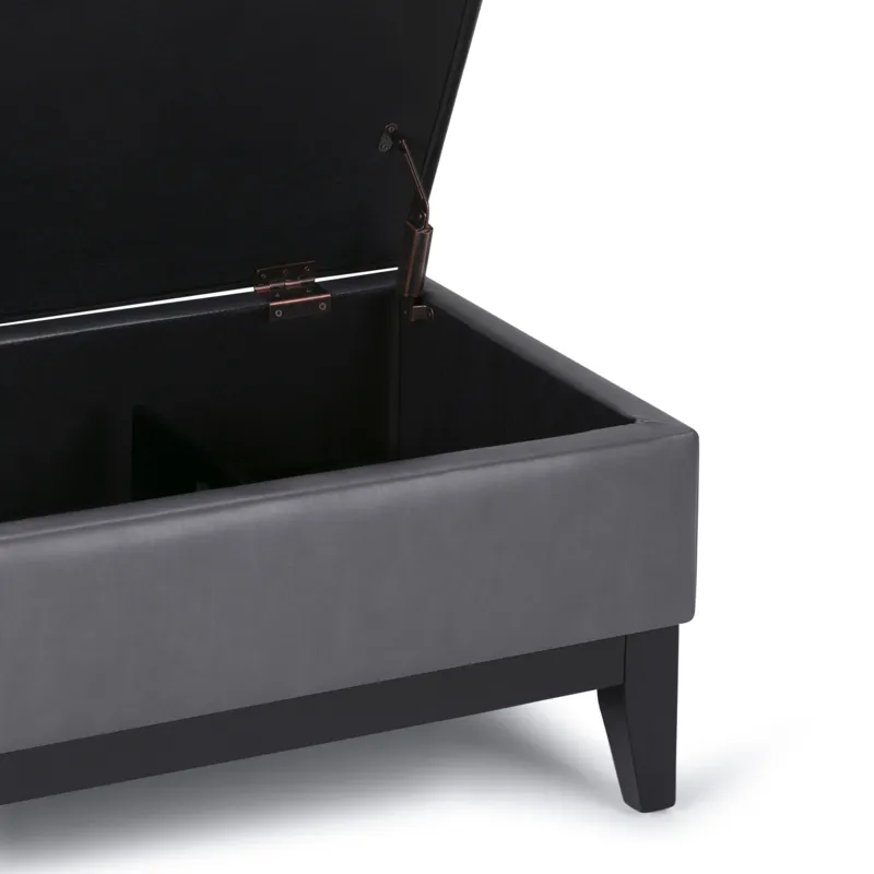Oregon - Storage Ottoman Bench with Tray - Stone Grey