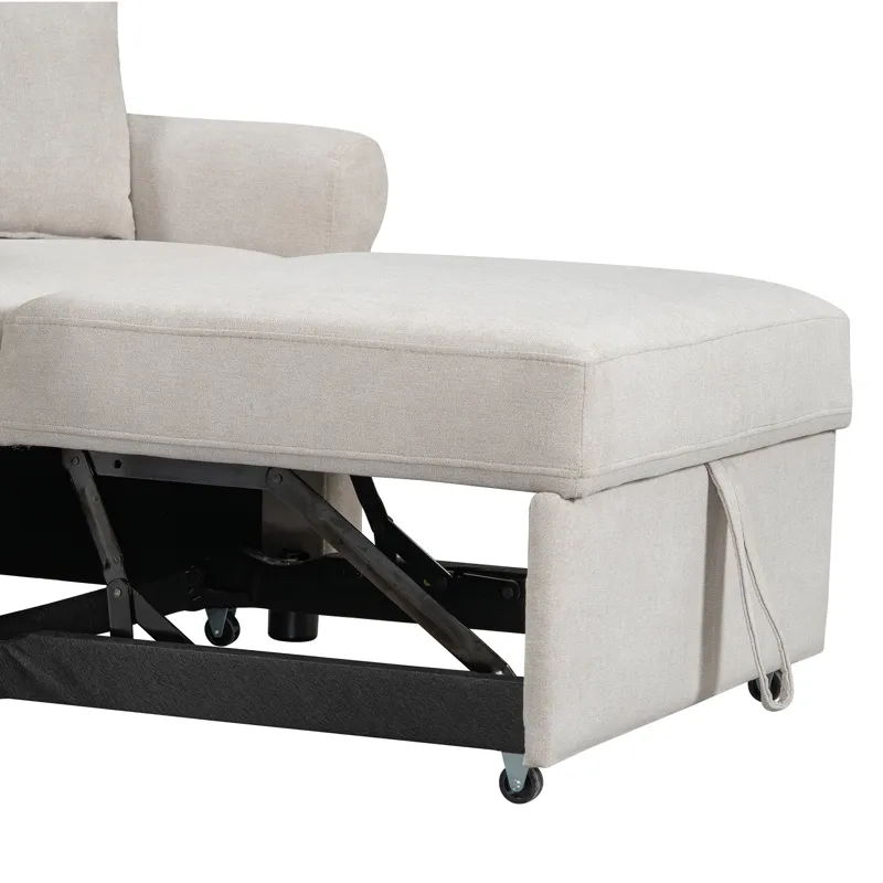 Chenille Convertible Sleeper Chair With Adjustable Backrest, 3 In 1 Lounger Chair Turns Into Bed, Si