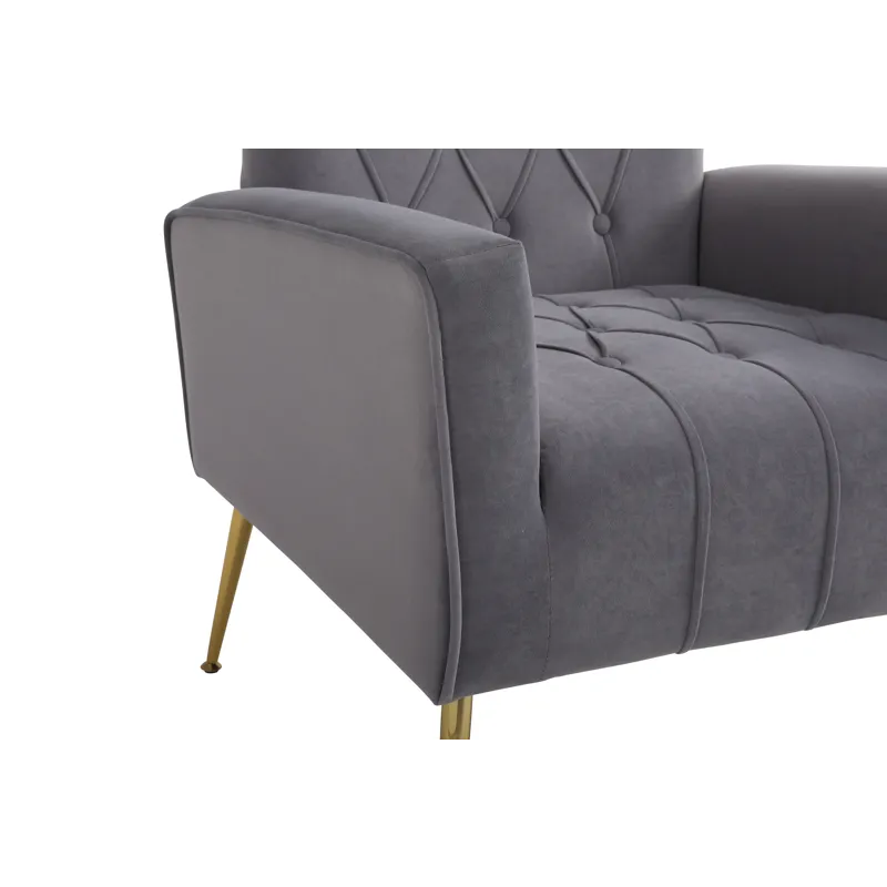 Modern Accent Chair With Ottoman, Comfy Armchair For Living Room, Bedroom, Apartment, Office - Gray