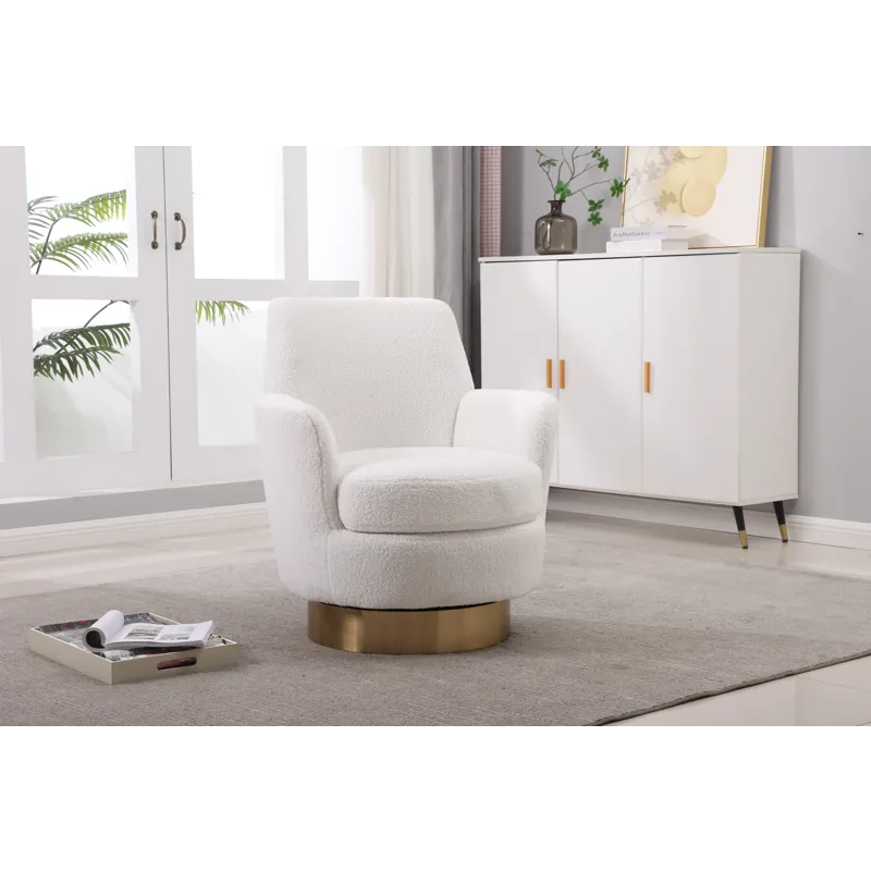 Teddy Swivel Barrel Chair, Swivel Accent Chairs Armchair For Living Room, Reading Chairs For Bedroom