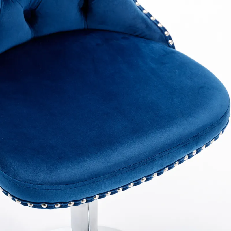 Swivel Velvet Barstools Adjusatble Seat Height From 25-33\", Modern Upholstered Chrome Base Bar Stoo