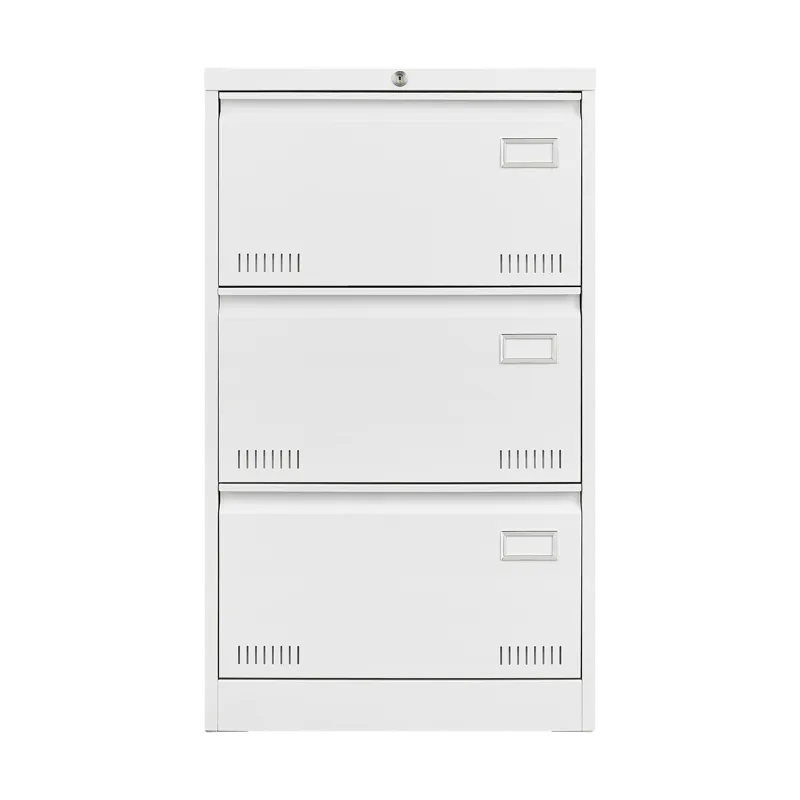 Filing Cabinet Lateral File Cabinet With Lock, 3 Drawer - White
