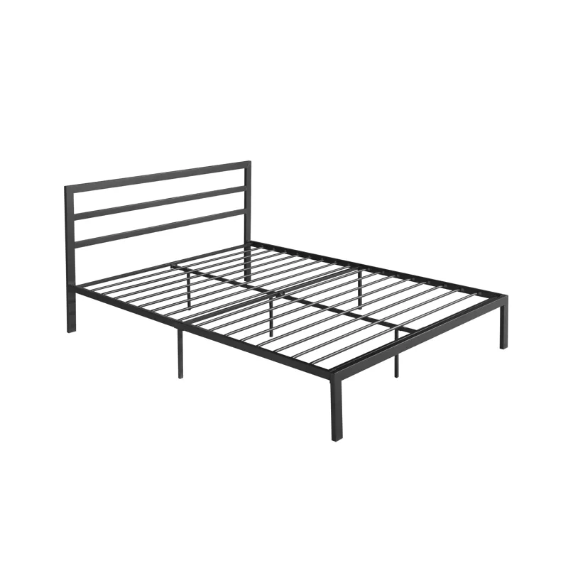 Queen Metal Bed Frame With Headboard - Charcoal Gray