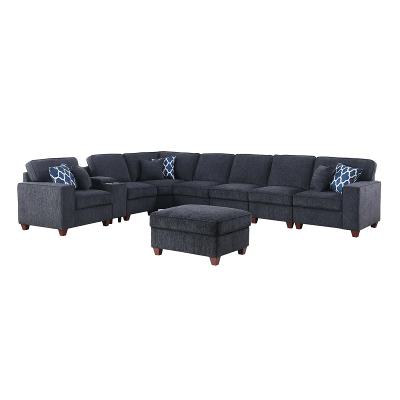 Lily - Sectional Sofa With Ottoman - Black