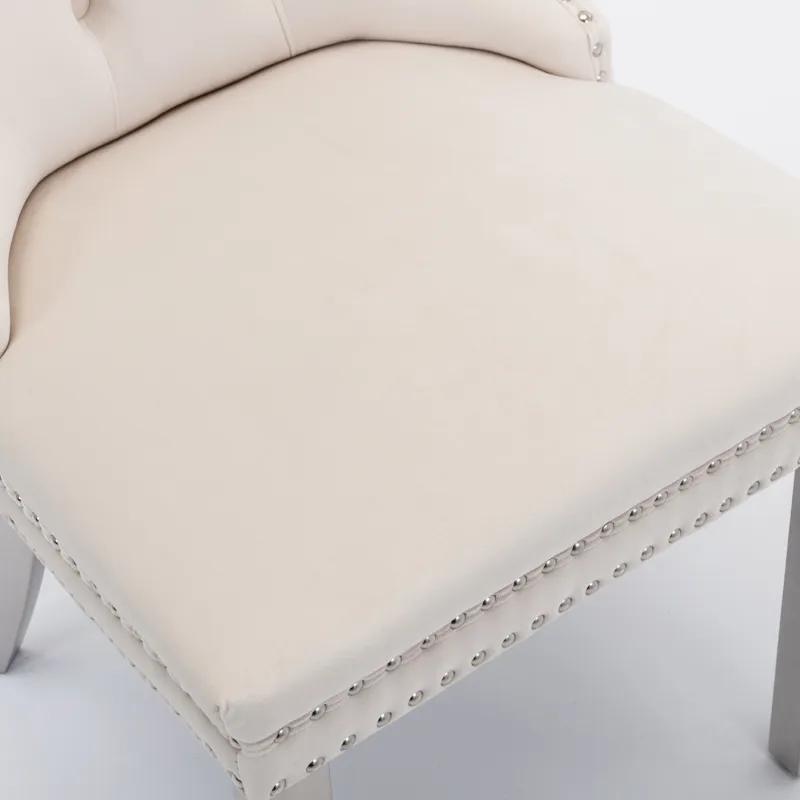 Nikki - Modern, High-End Tufted Solid Wood Contemporary Velvet Upholstered Dining Chair With Chrome 