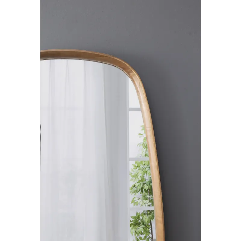 Irrgeular Mirror With Wood Frame, Wall Mirror For Living Room, Bathroom Entryway - Brown