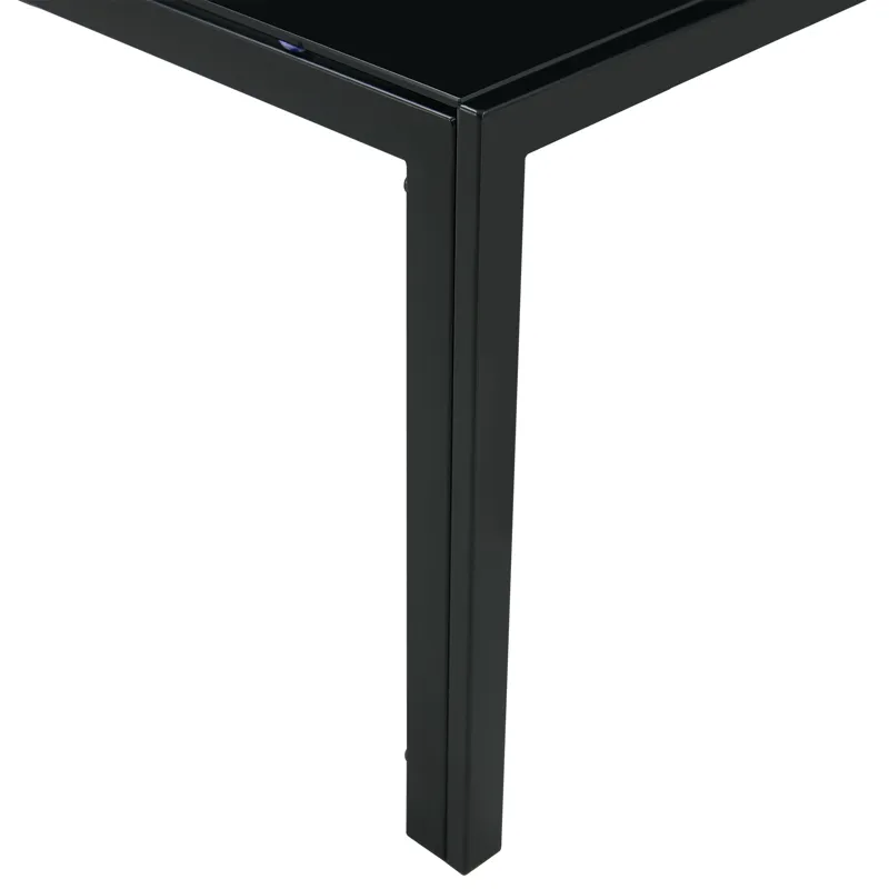 Coffee Table (Set of 2), Square Modern Table With Tempered Glass Finish For Living Room - Black