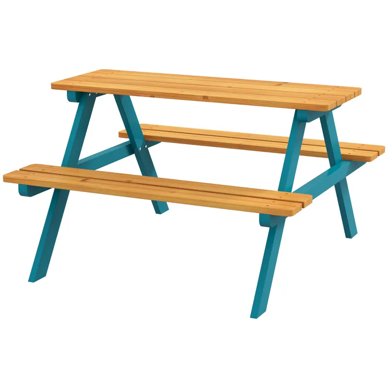 Outsunny - Kids Picnic Table Set With Wooden Table, Outdoor Bench Set With Seating For 4 Kids Ages 3