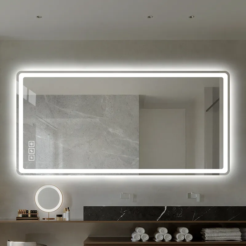 48\" Bathroom Mirror With LED Lights Front And Backlit, Anti-Fog Lighted Vanity Mirrors For Wall Mou