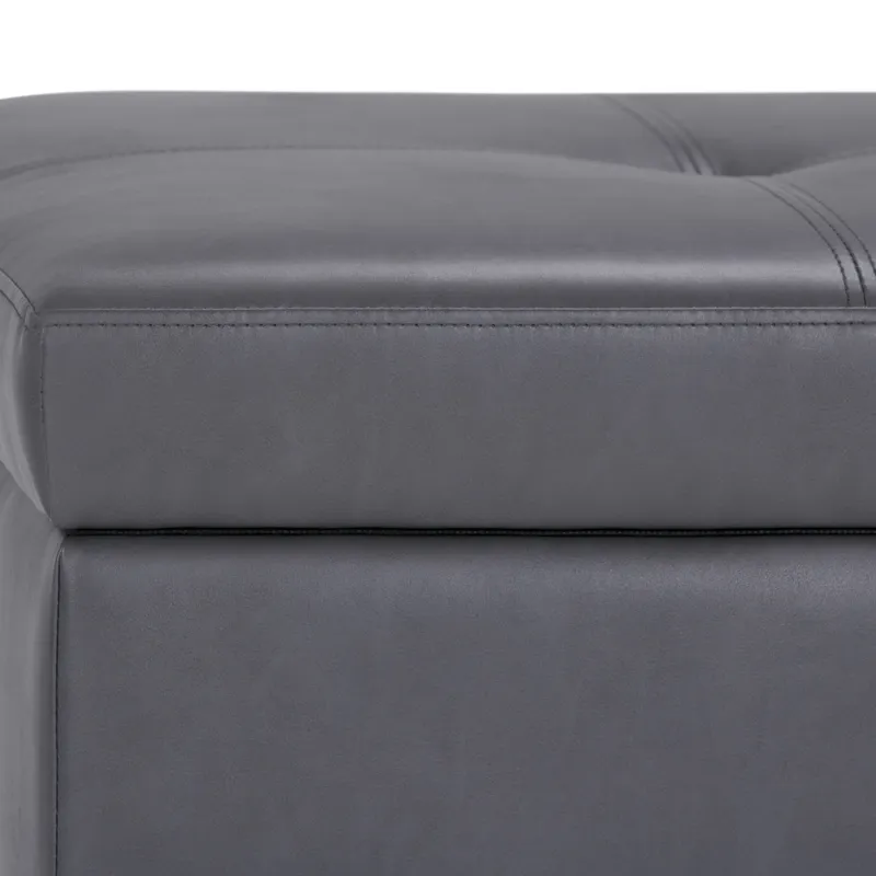 Oregon - Storage Ottoman Bench with Tray - Stone Grey