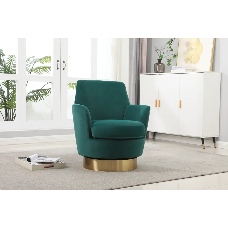 Velvet Swivel Barrel Chair, Swivel Accent Chairs Armchair For Living Room, Reading Chairs For Bedroo