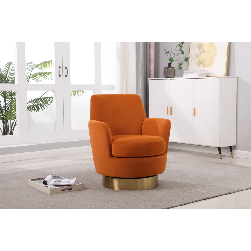 Velvet Swivel Barrel Chair, Swivel Accent Chairs Armchair For Living Room, Reading Chairs For Bedroo