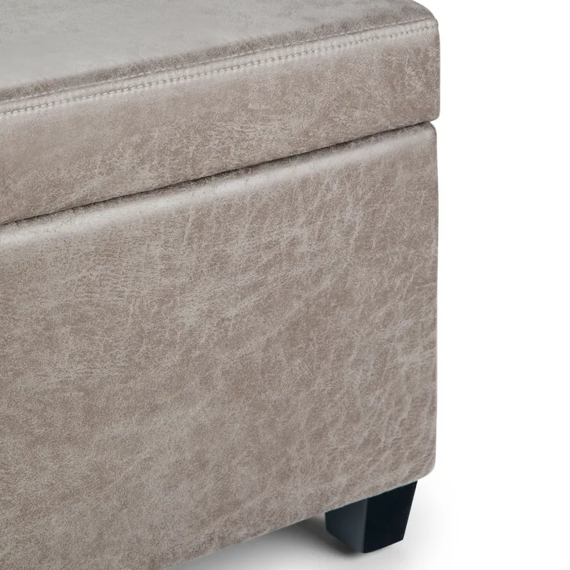 Avalon - Storage Ottoman Bench - Distressed Grey Taupe