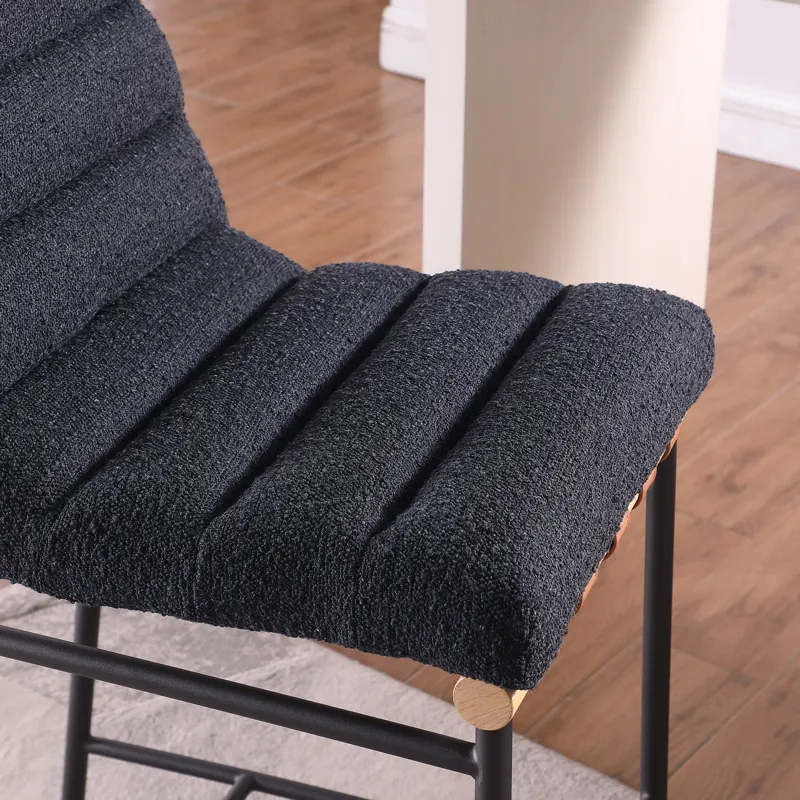 Lahni - 17.Boucle Fabric Counter Height Chair - Black