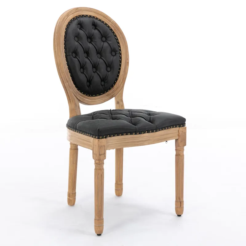 French Style Solid Wood Frame Antique Painting, Hand-Pulled Buckle Decoration PU Artificial Leather 