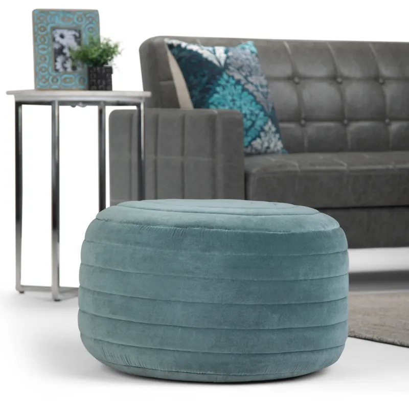 Vivienne - Round Pouf - Turquoise