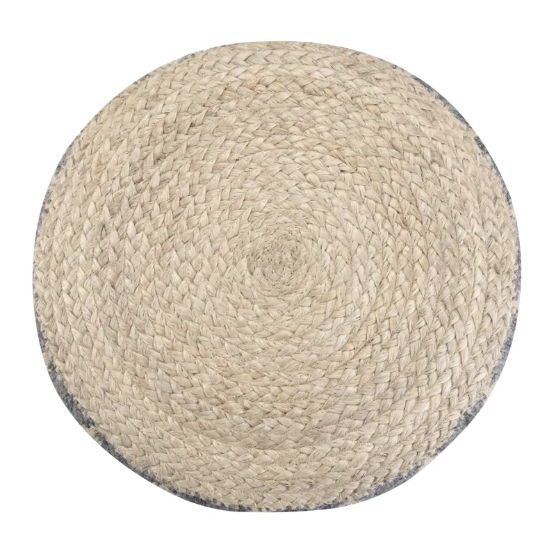 Edgeley - Round Pouf - Grey / Natural