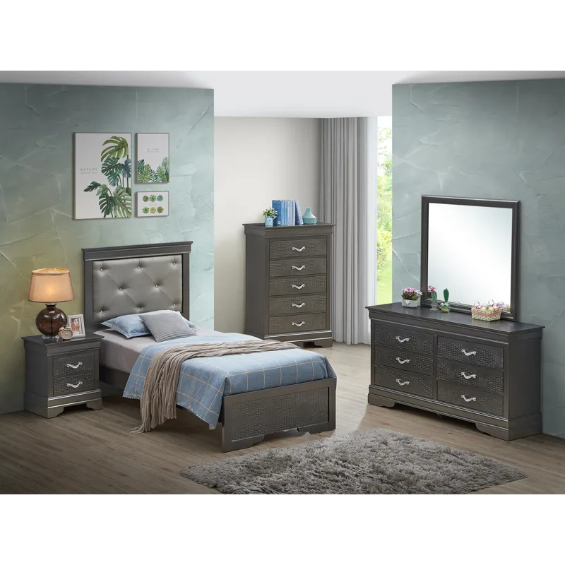 Lorana - G6502B-TB2 Twin Bed - Metalic Black