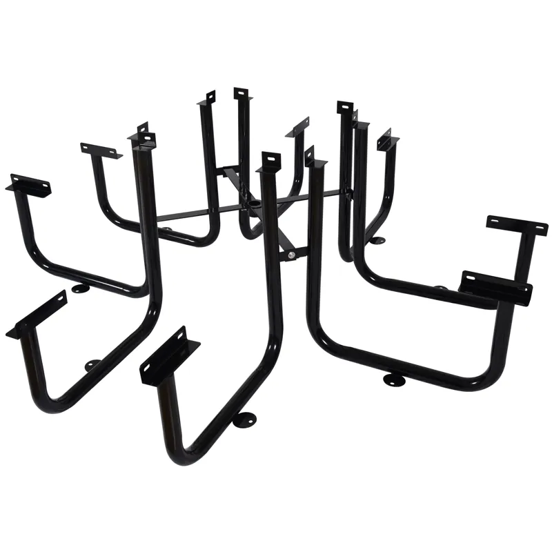 Square Outdoor Steel Picnic Table , With Umbrella Pole - Black